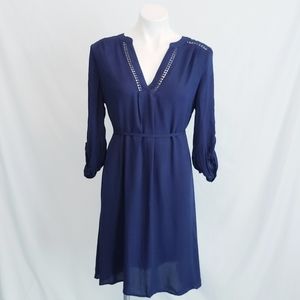 Oh Baby by Motherhood Tunic Dress w/Tie Belt Blue Sz Medium